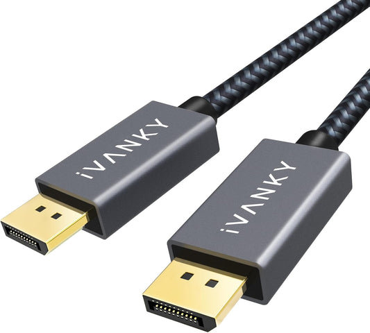 Displayport Cable 10Ft,  DP to DP Cable, [4K@60Hz, 2K@165Hz, 2K@144Hz], Gold-Plated Braided High Speed Display Port Cable 144Z 10Ft, Displayport 1.2 Cable for Gaming Monitor, TV, PC, Laptop